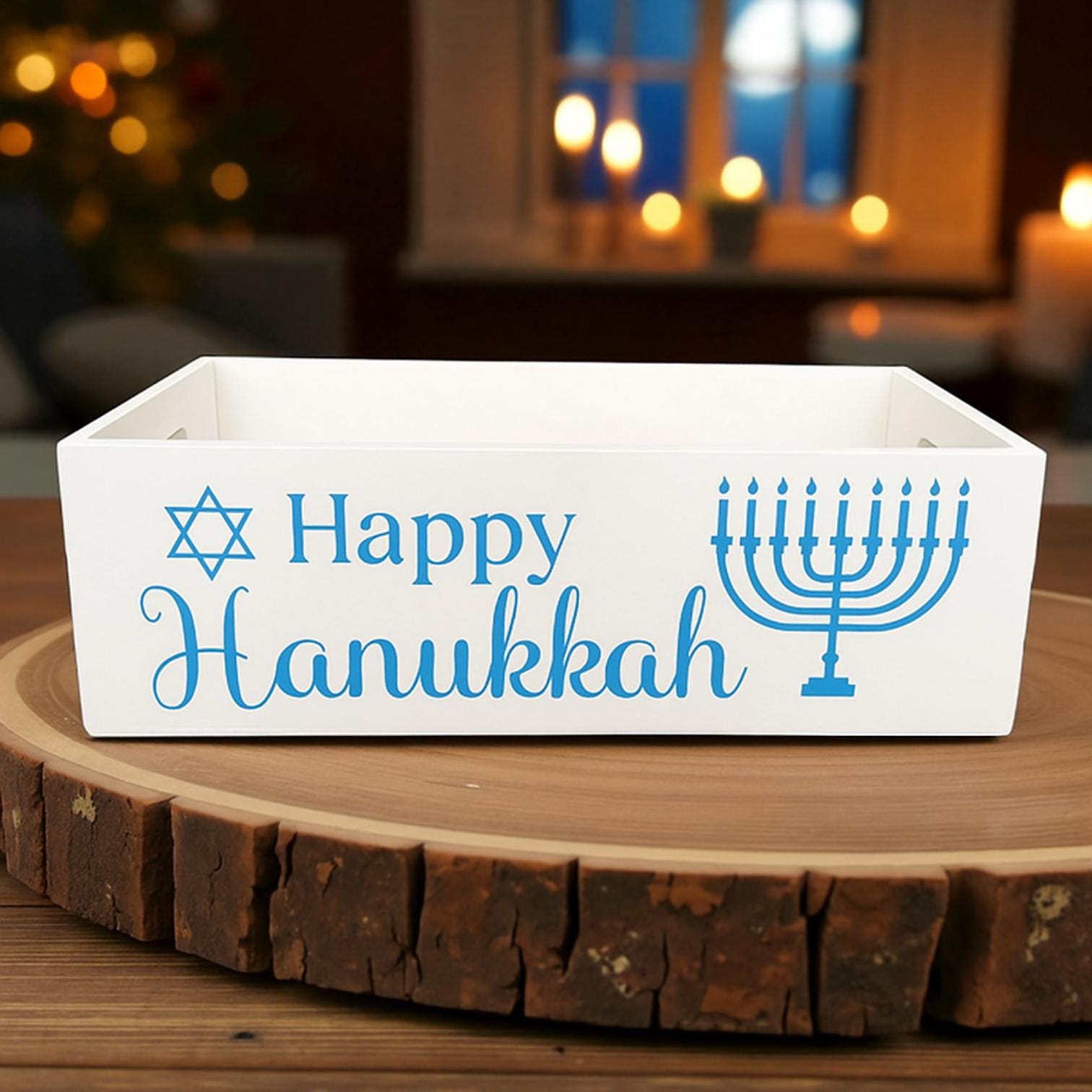Happy Hanukkah Wooden Box