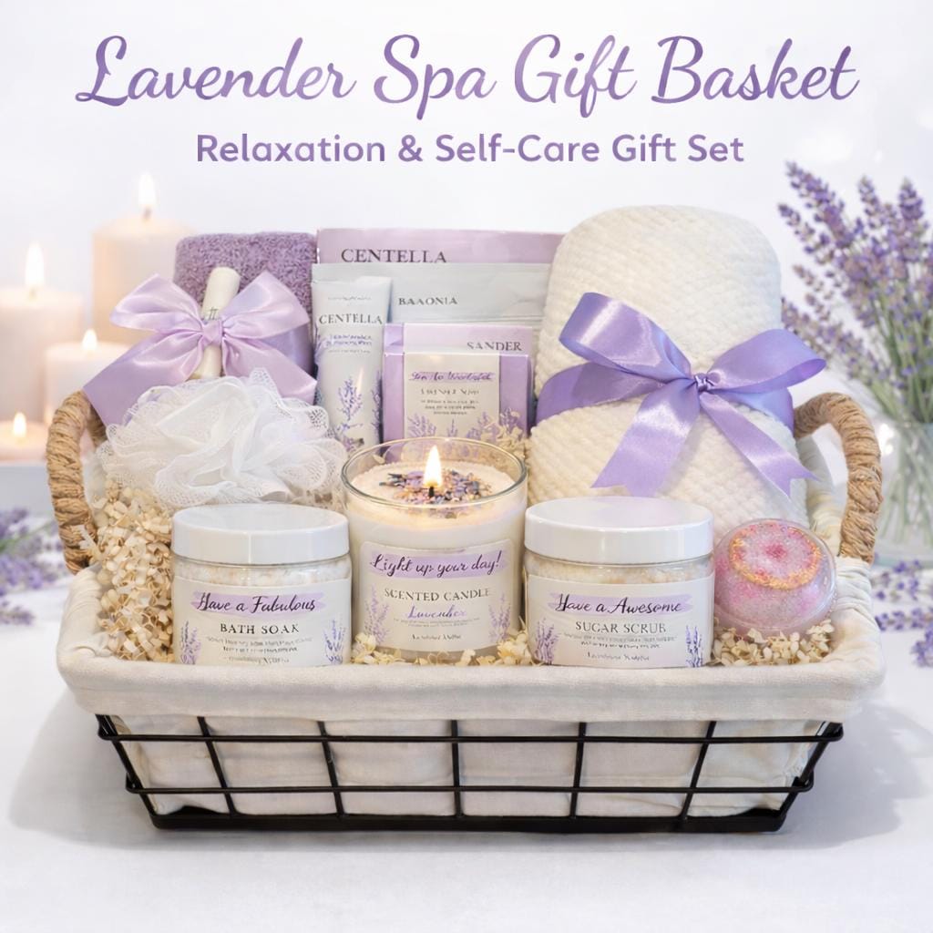 Lavender Spa Gift Basket for Women