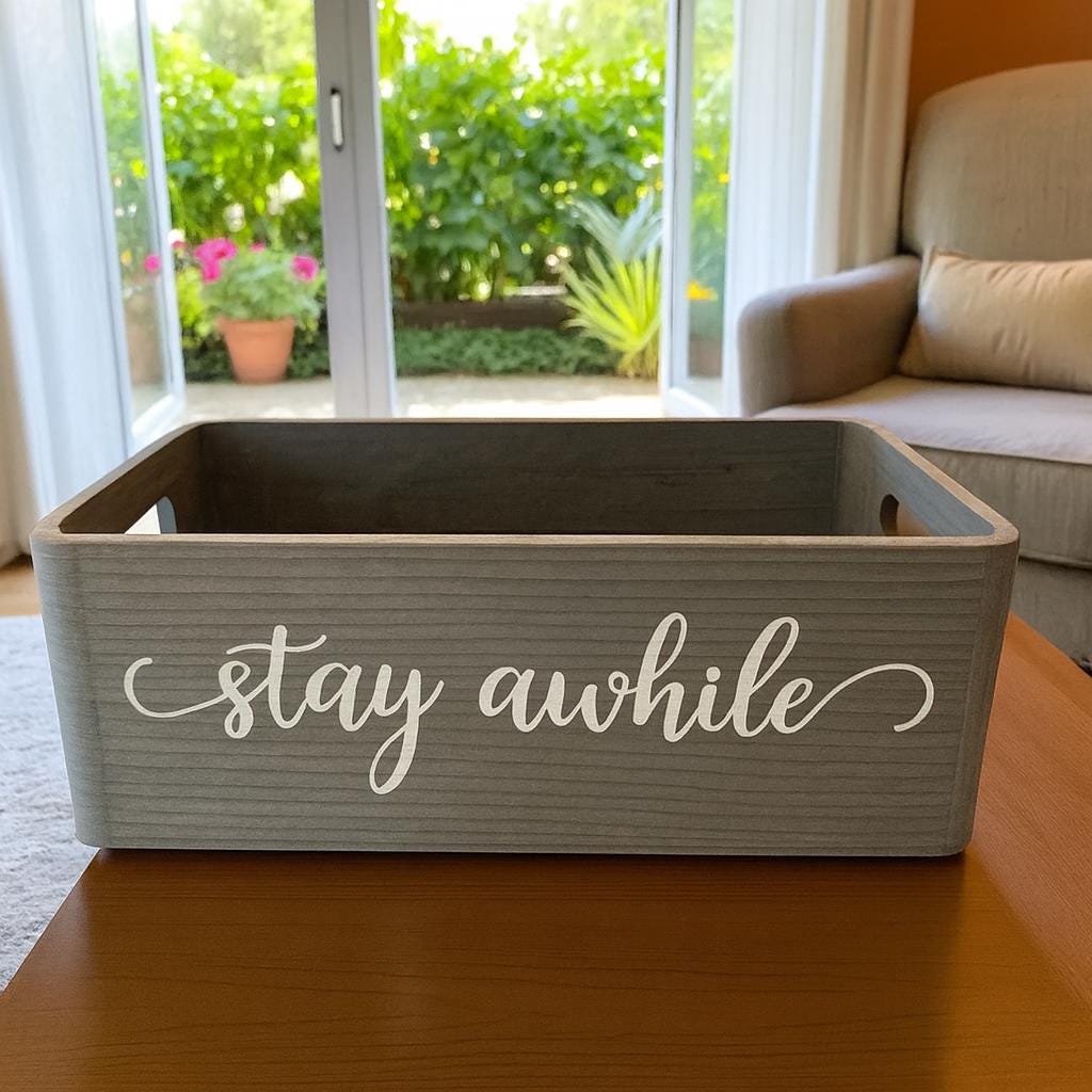 Stay Awhile Rustic Wooden Crate