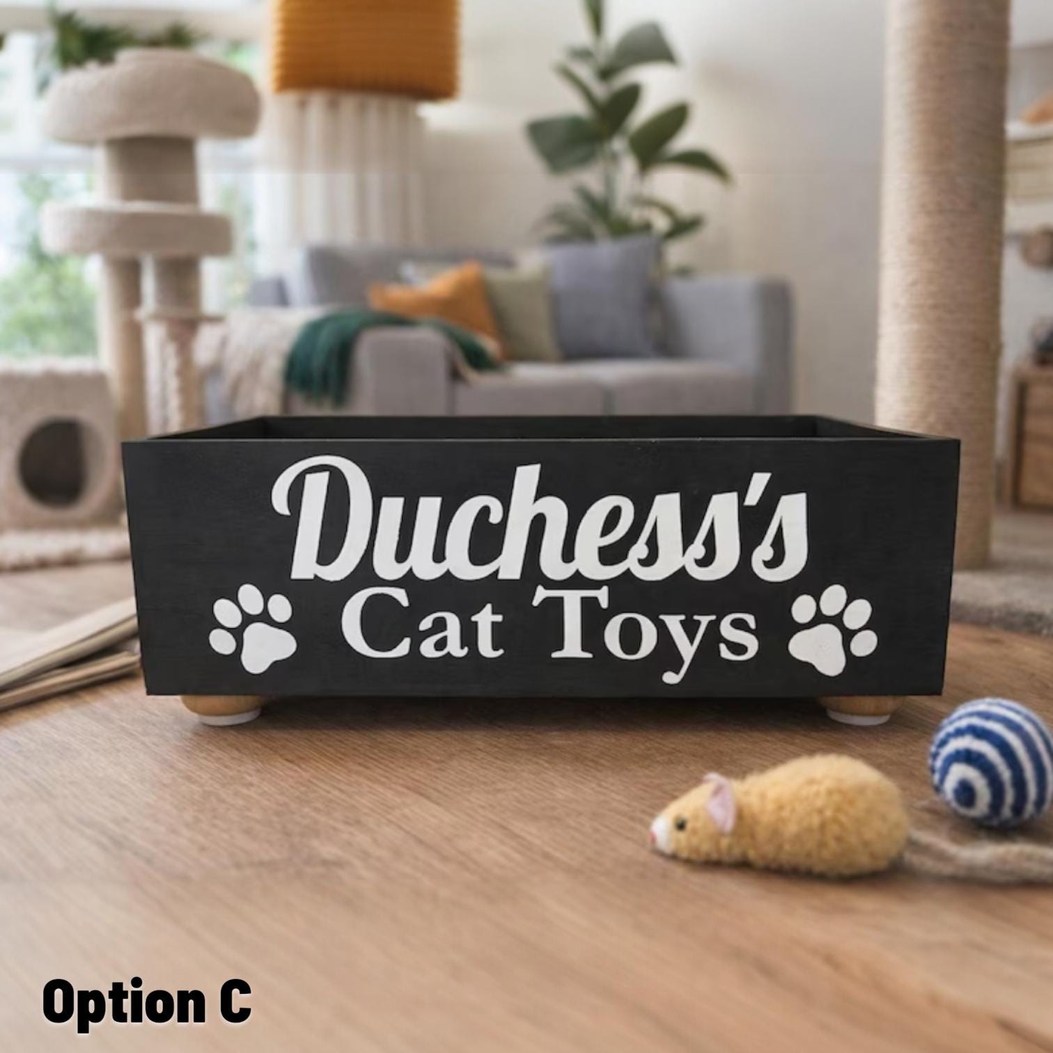 Personalized Wooden Cat Toy Box