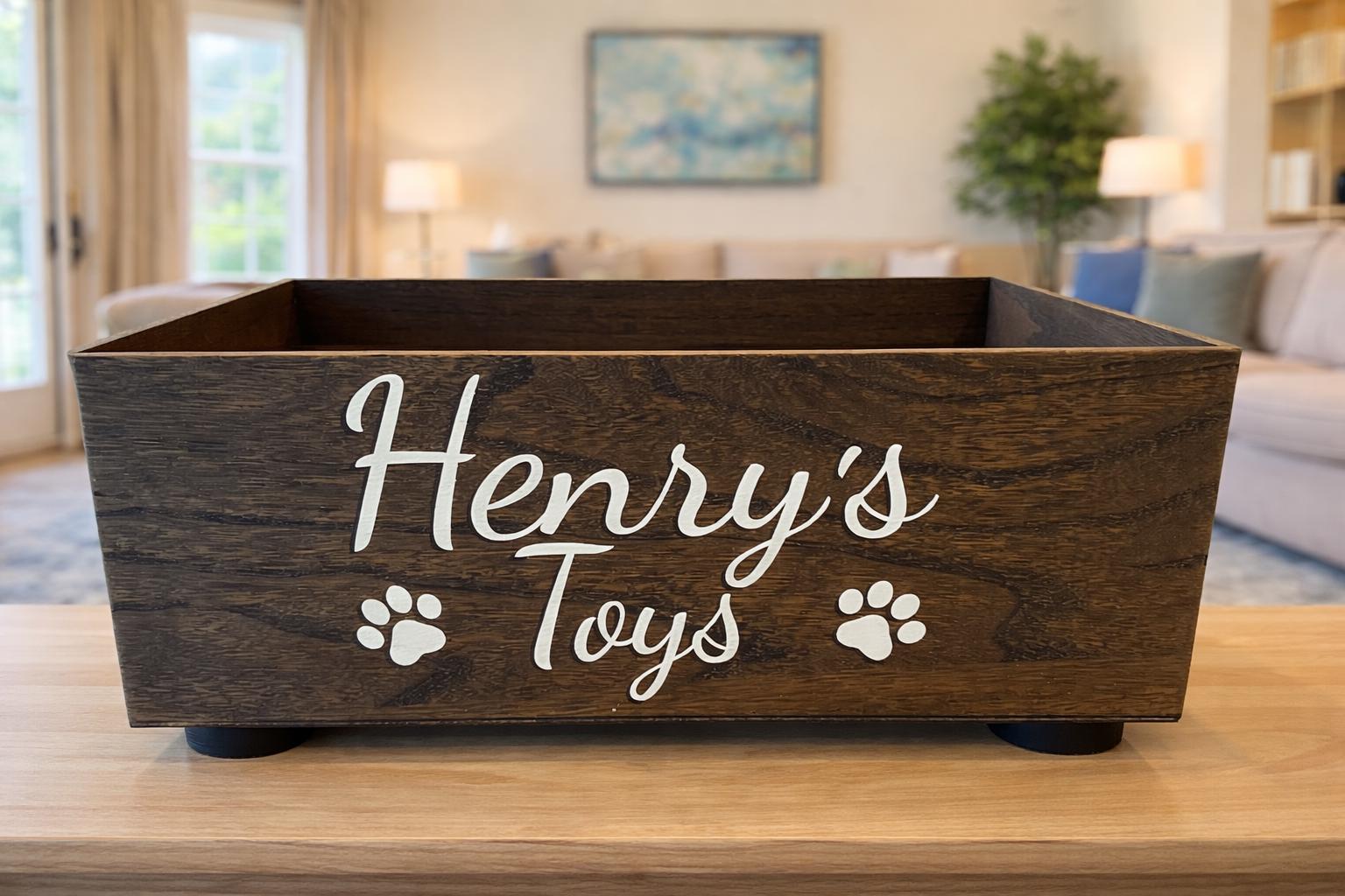 Personalized Wooden Cat Toy Box