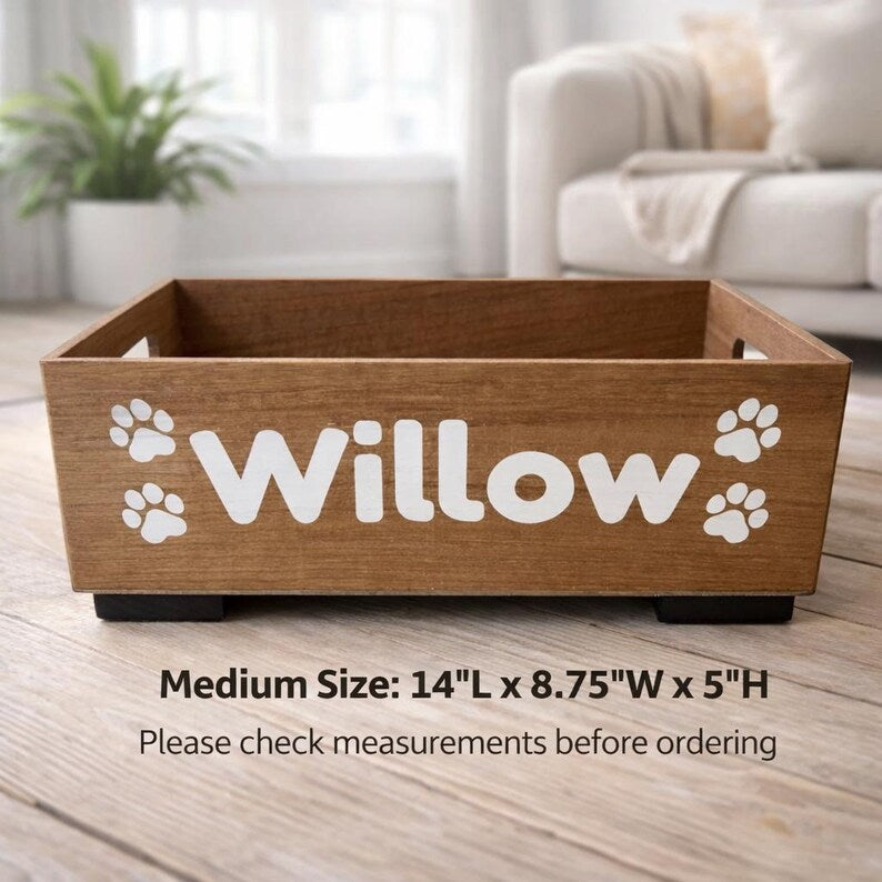 Personalized Wooden Cat Toy Box