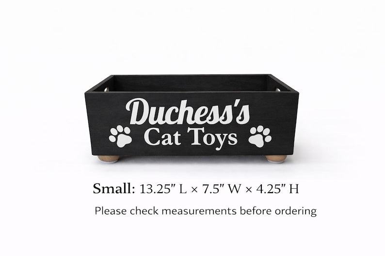 Personalized Wooden Cat Toy Box