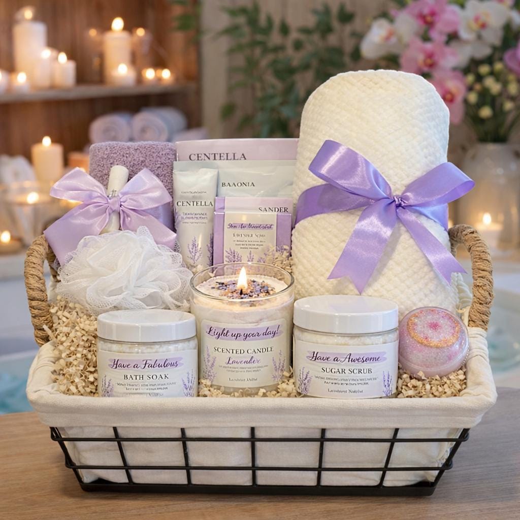 Lavender Spa Gift Basket for Women